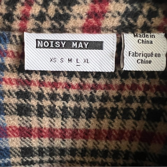 Noisy May Flanny Plaid Flannel Oversized Shacket SZ L - Picture 8 of 9